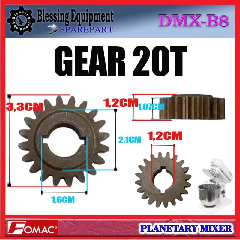 DMX-B8 SPAREPART GEAR 20T Planetary Mixer 8L FOMAC DMX B8 GIGI TRANSMISI | GIGI 20 UNTUK MESIN PENGADUK ADONAN 8 LITER DMXB8 FOMAC - Image 2