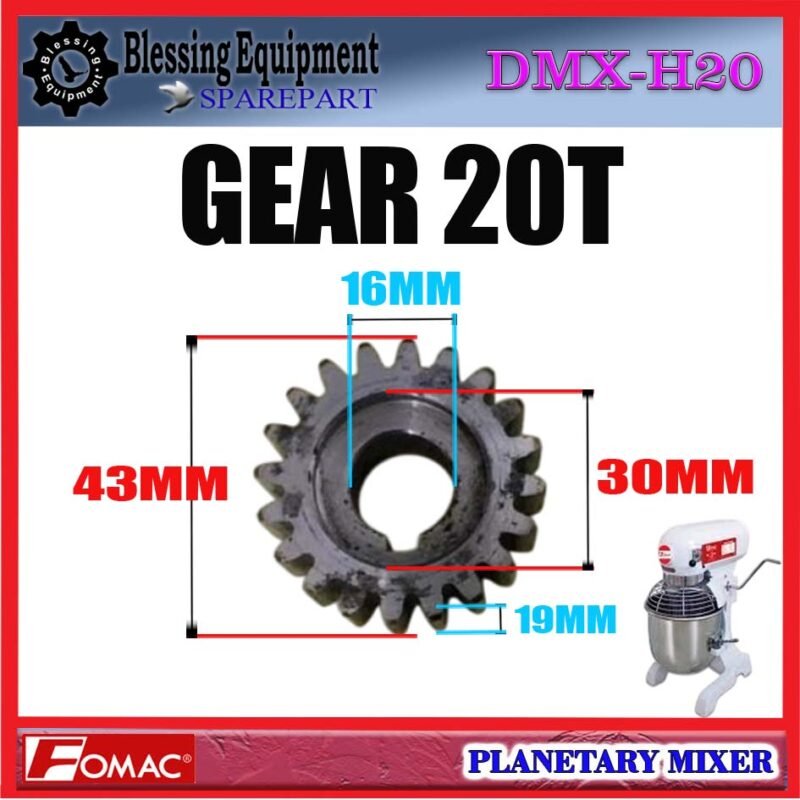 DMX-H20 SPAREPART GEAR 20T Planetary Mixer 20L FOMAC DMX H20 GEAR | RODA PENGGERAK 20 GIGI UNTUK MESIN PENGADUK ADONAN 20 LITER DMXH20 FOMAC - Image 2