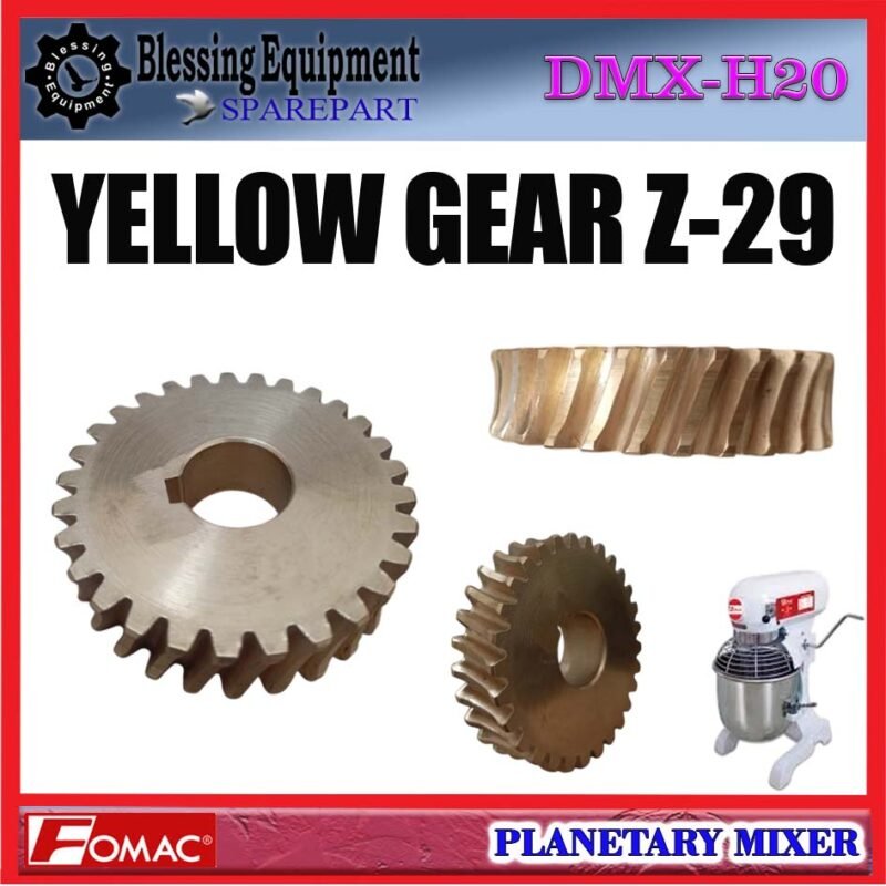 DMX-H20 SPAREPART GEAR NANAS 29 GIGI | YELLOW GEAR Z=29 Planetary Mixer 20L FOMAC DMX H20 GEAR | GEAR MATAHARI | RODA GIGI KUNING Z-29 MESIN PENGADUK ADONAN 20 LITER DMXH20 FOMAC