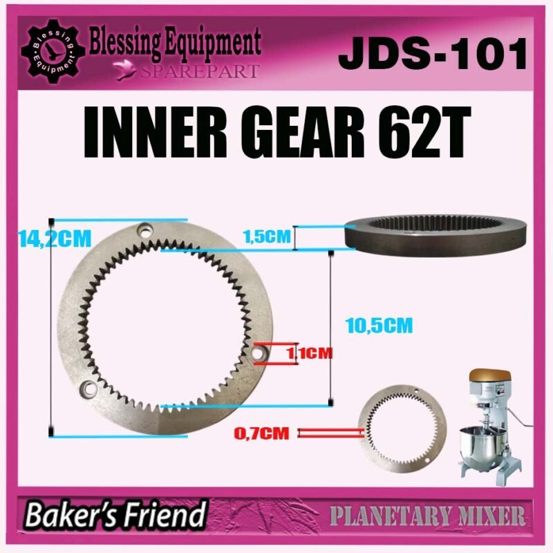 JDS-101 SPAREPART RING GEAR 62T | INTERNAL GEAR Z-62 Planetary Mixer GOOD FRIENDS JDS 101 GEAR | GIGI LINGKAR | RODA PENGGERAK 62 GIGI MESIN PENGADUK ADONAN JDS101 GOOD FRIENDS - Image 2