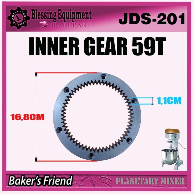 JDS-201 SPAREPART INNER GEAR 59 TEETH | INTERNAL GEAR 59T Planetary Mixer 20L BAKERS FRIEND JDS 201 RING GEAR | RODA PENGGERAK INTERNAL 59 GIGI UNTUK MESIN PENGADUK ADONAN 20 LITER JDS201 BAKERS FRIEND - Image 2