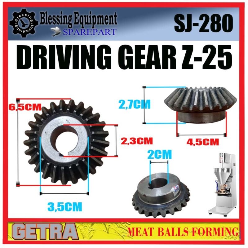 SJ-280 SPAREPART DRIVING GEAR 25T | GEAR NANAS Z-25 Meat Balls Forming GETRA SJ 280 GEAR PENGGERAK UTAMA Z=25 MESIN PENCETAK BAKSO SJ280 GETRA - Image 2